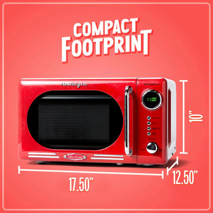 Nostalgia Retro Compact Countertop Microwave Oven - 0.7 Cu. Ft. - 700-Watts with LED Digital Display - Child Lock - Easy Clean Interior - Red