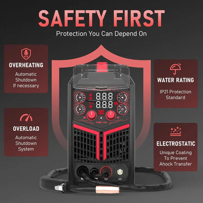 YESWELDER 135Amp MIG Welder,110V Flux Core Welder Flux Core MIG/Lift TIG/Stick 3-in-1 Large LED Digital Display Welding Machine IGBT Inverter Welder FLUX-135PRO