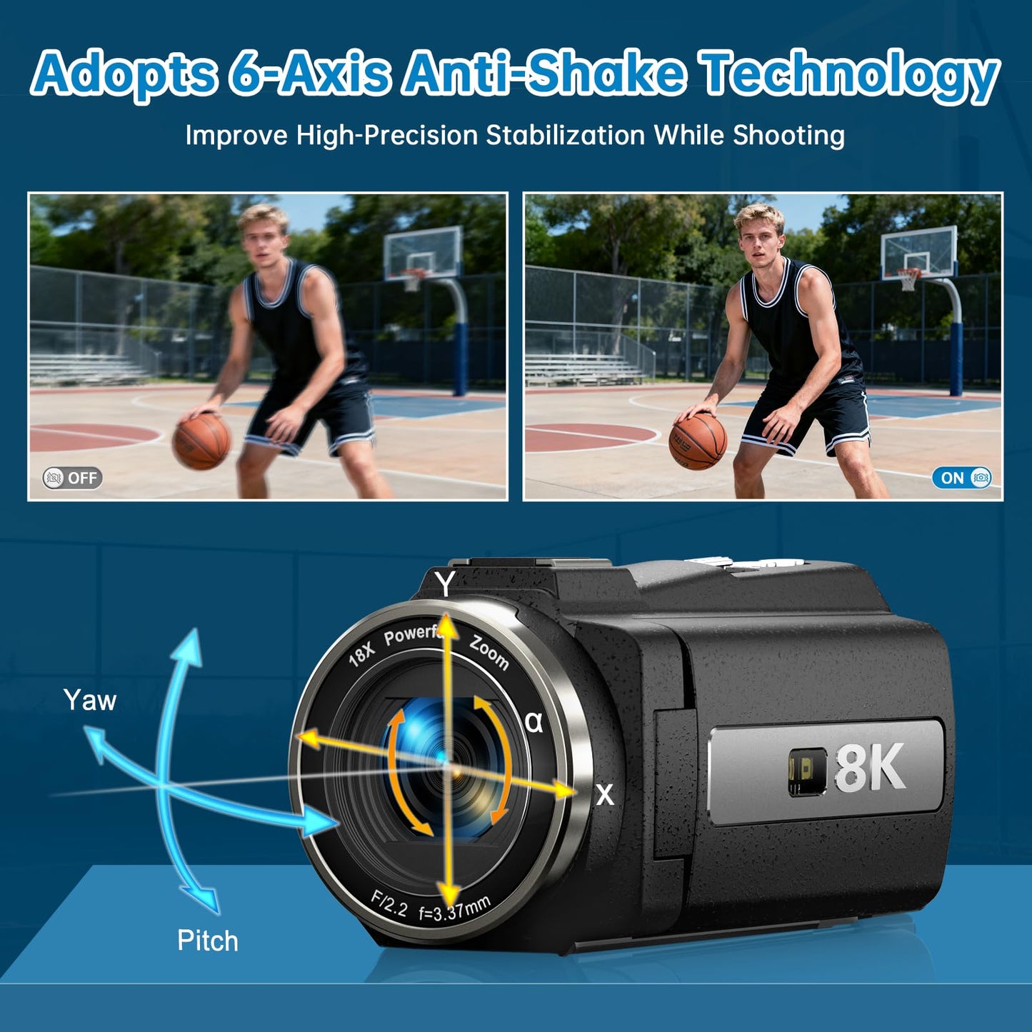 MWIRB 8K Ultra HD Video Camera with WiFi & 18X Zoom