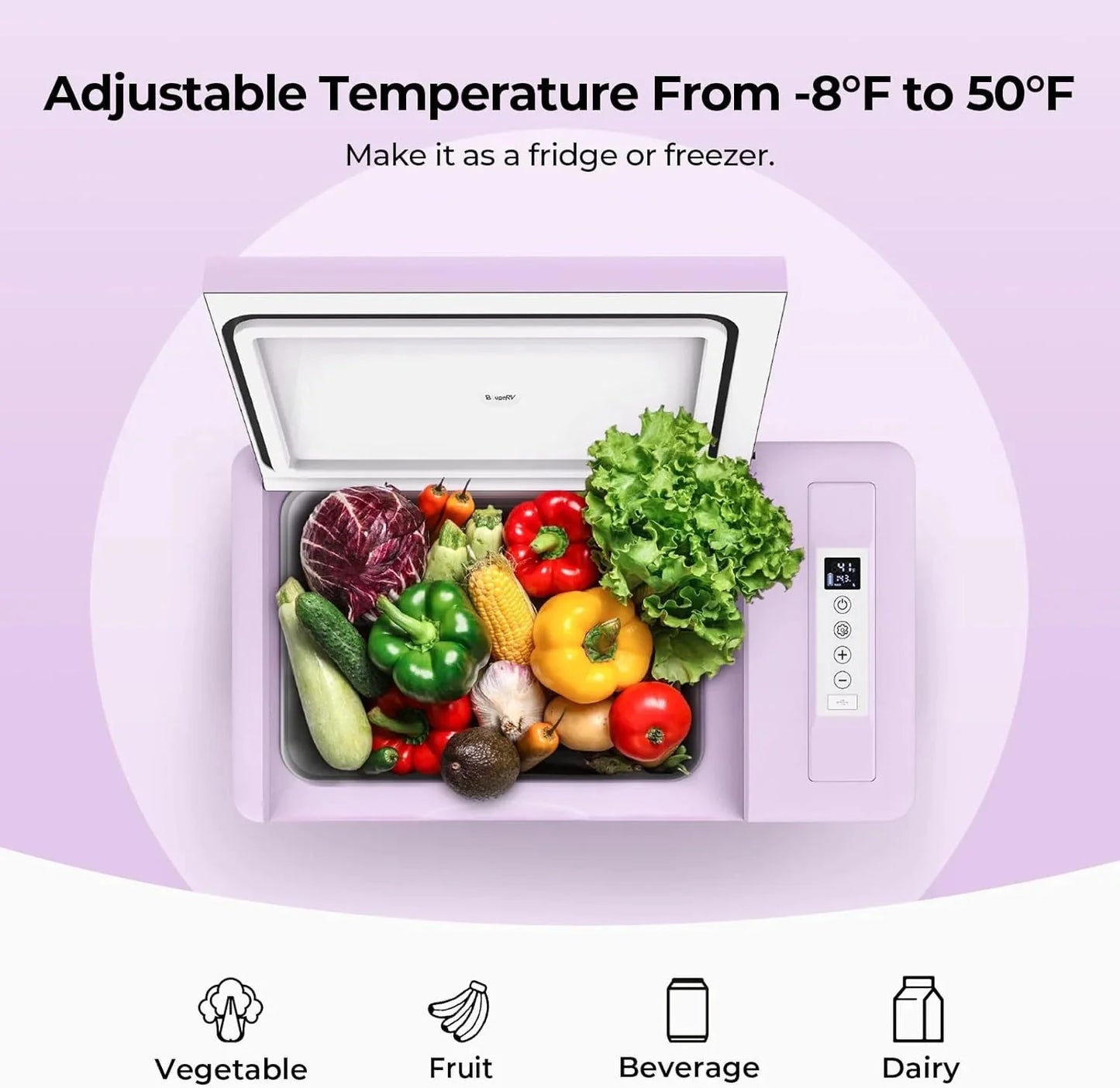 BougeRV 12 Volt Refrigerator 12V Car Fridge 23 Quart Portable Freezer Compressor Cooler 12/24V DC 110~240 Volt AC for Truck Van RV Camper SUV Travel Camping Road Trips Tailgating -7℉~50℉