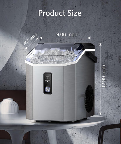 Nugget Ice Makers Countertop, Pebble Ice Makers with Soft Chewable Ice, Ready in 6 Mins, 35lbs/24H, One-Click Operation, Self Cleaning, Portable Ice Maker Machine for Home/Kitchen/RV/Camping
