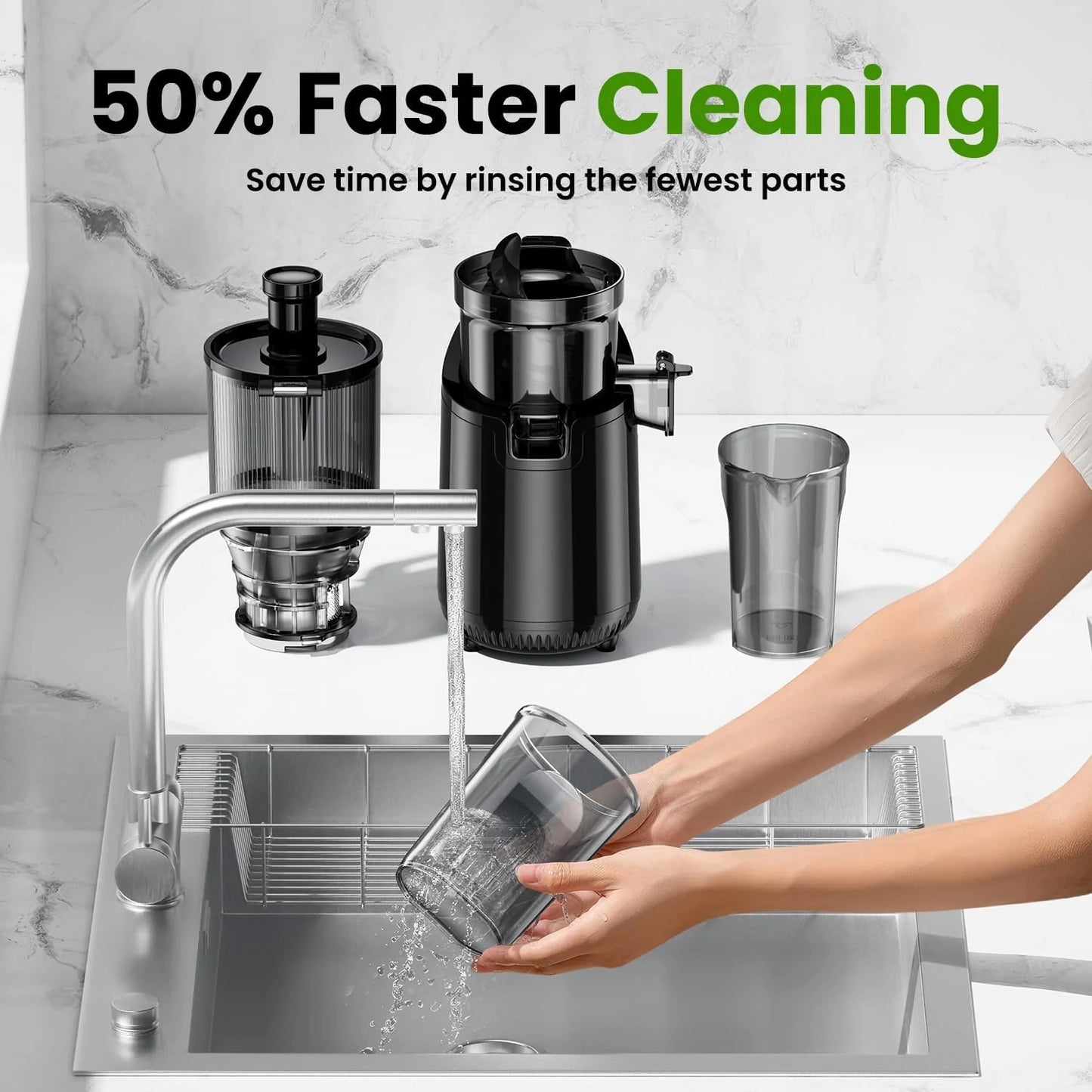 Cold Press Juicer, Slow Masticating Machines with 5.3" Extra Large Feed Chute Fit Whole Fruits & Vegetables Easy Clean Self Feeding Effortless for Batch Juicing, High Juice Yield, BPA Free 250W