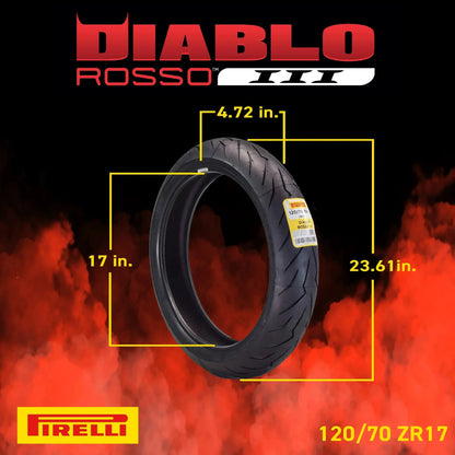 Pirelli Diablo Rosso III 120/70ZR17 Front & 240/45 ZR17 Rear Tire with Keychain