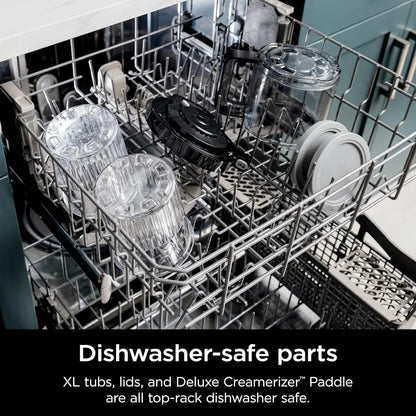 Ninja NC301 CREAMi Ice Cream Maker, for Gelato, Mix-ins, Milkshakes, Sorbet, Smoothie Bowls & More, 7 One-Touch Programs, with (2) Pint Containers & Lids, Compact Size, Perfect for Kids, Silver
