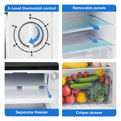 NEWBULIG Mini Fridge with Freezer - 3.2 Cu.Ft Compact Refrigerator