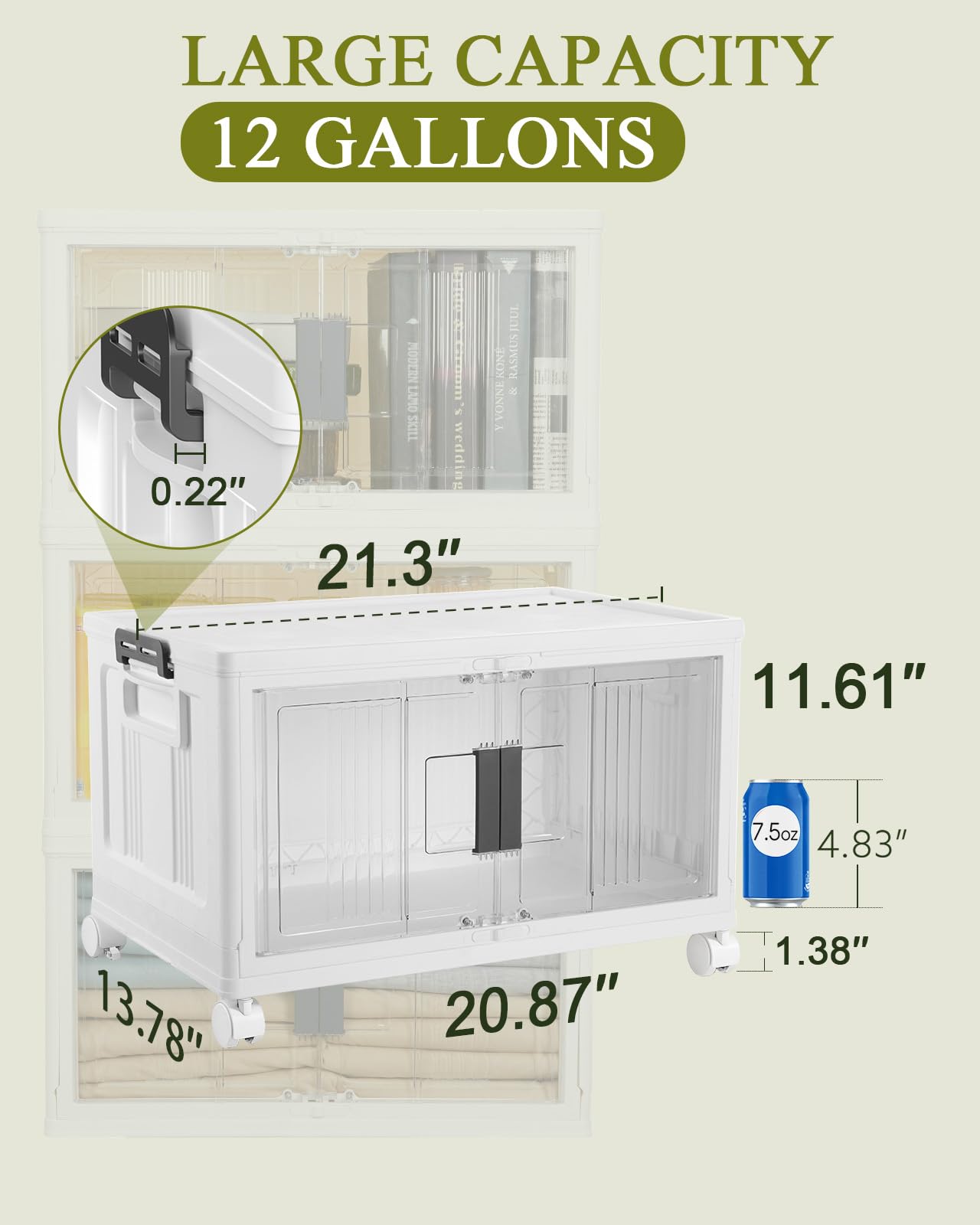 OLARHIKE 144QT Lockable Storage Bins - Collapsible Organizer Set