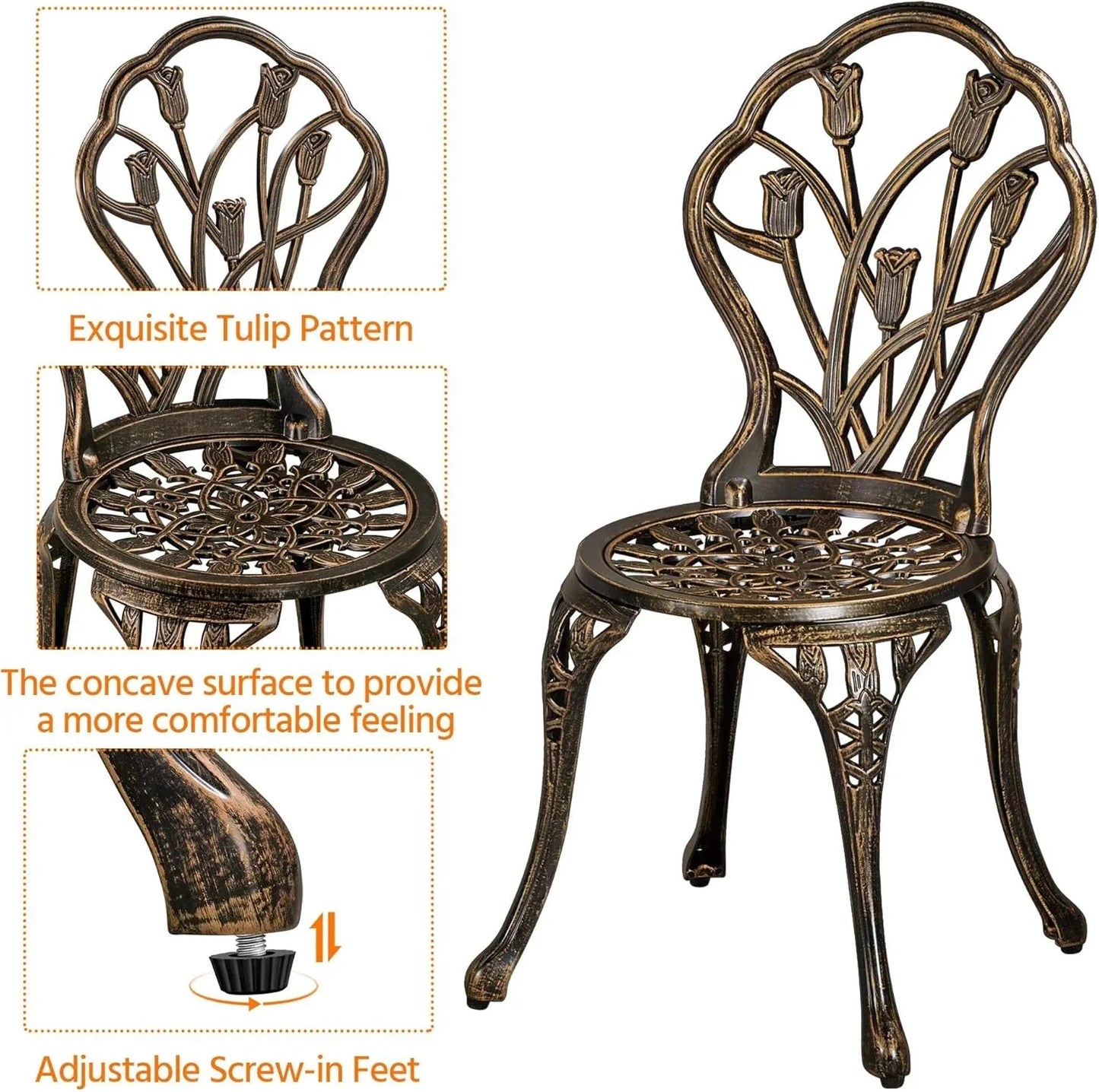 Patio Bistro Sets 3 Piece Cast Aluminum Bistro Table