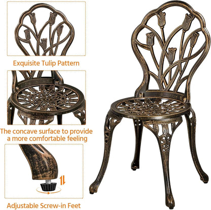 Patio Bistro Sets 3 Piece Cast Aluminum Bistro Table