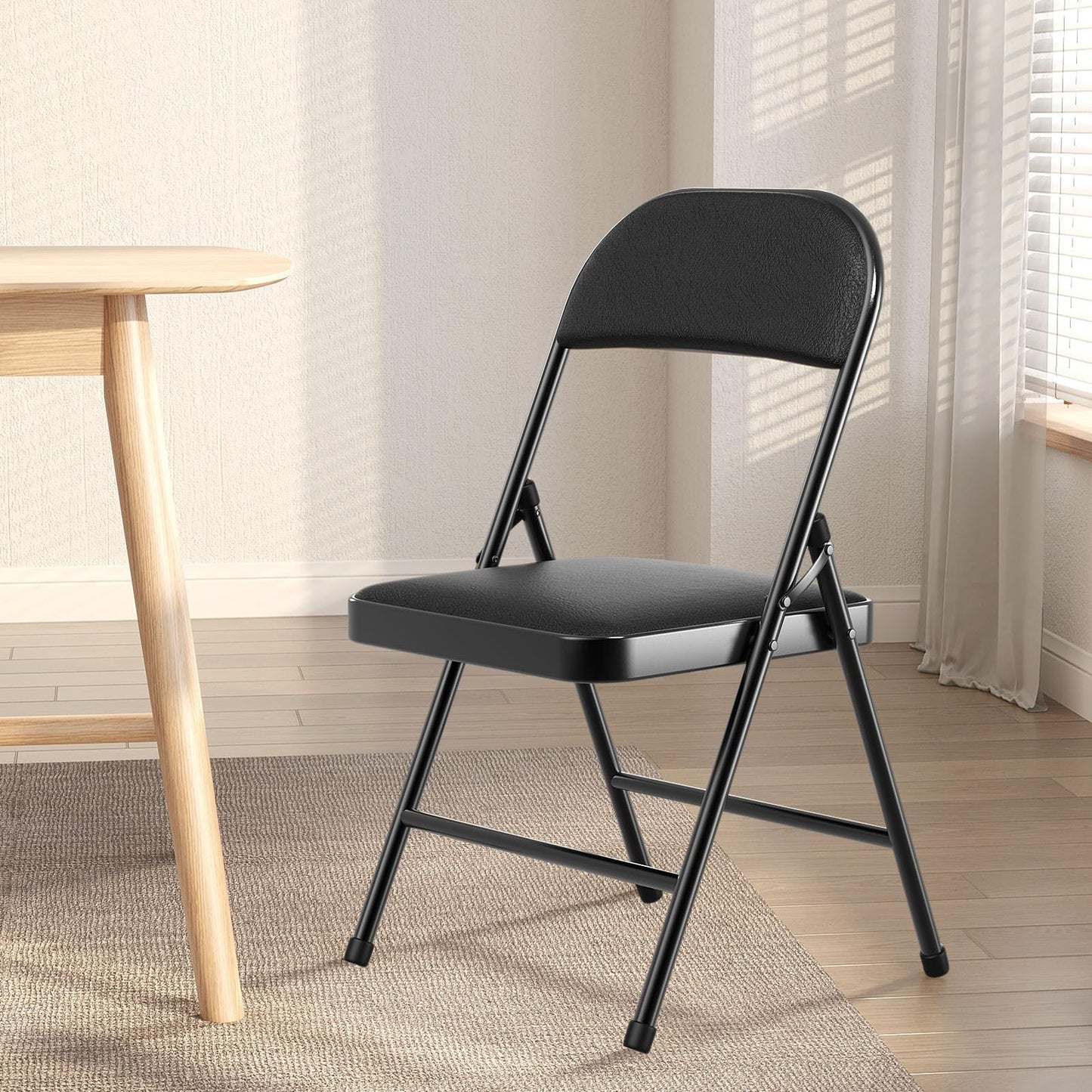 NAZHURA 4 Pack Folding Chairs with Padded Cushion
