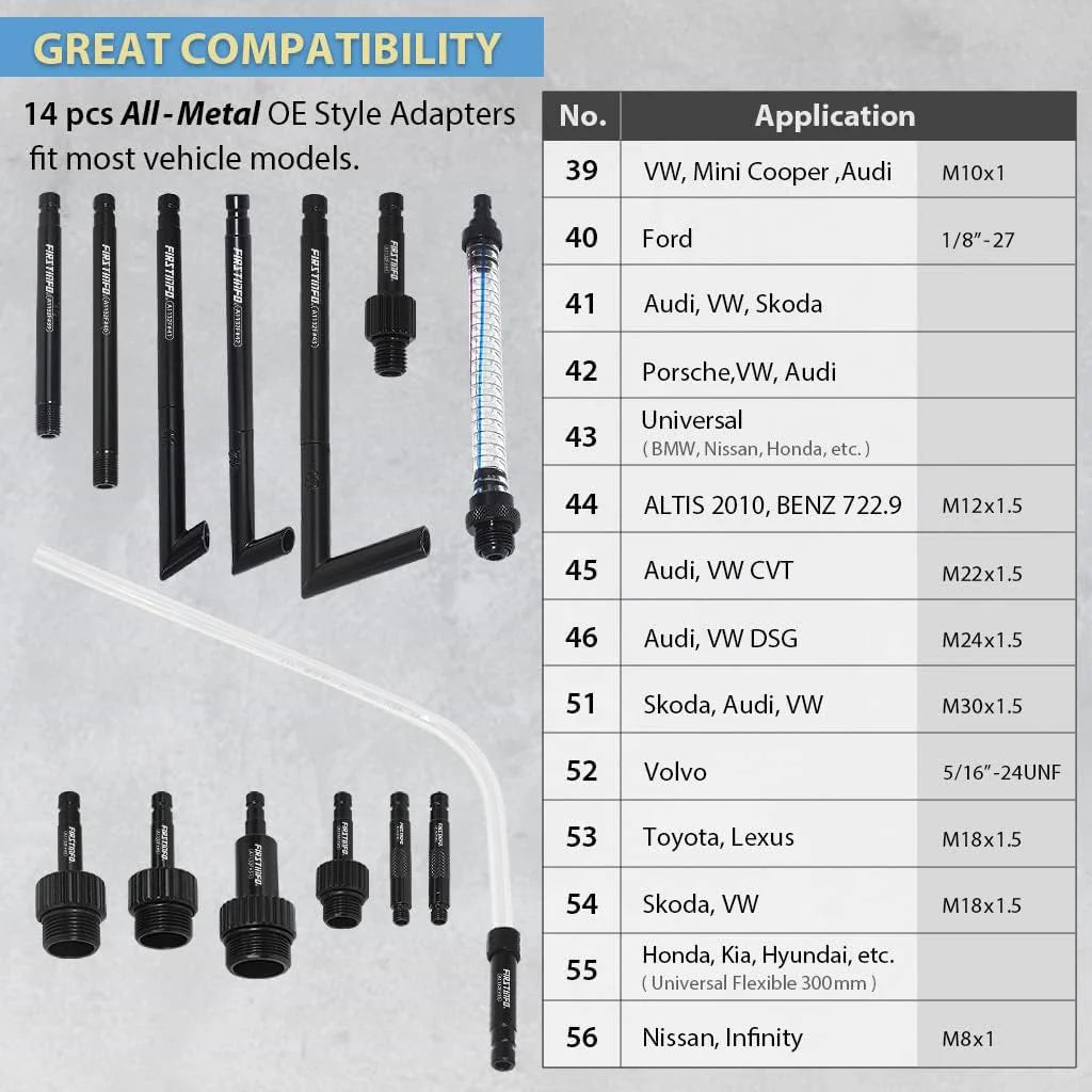 Patented 10L Automatic Transmission Fluid Pump ATF Refill System Dispenser Extractor with 21 Pcs ATF Filler Adapters&Refilling Funnel + Drainer and Refill Kit