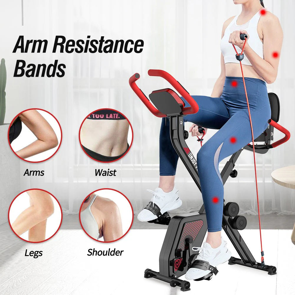 Pooboo 3 In 1 Foldable Exercise Bike Indoor Cycling Bike Workout 300Lb