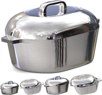 Cast Aluminum Dutch Oven - 8 Quart - Oval Dutch Oven Pot with Lid for Families and Parties - Lightweight Cajun Cookware with Ideal Heat Distribution - Oval Roaster Pan with Lid (13 Inch)