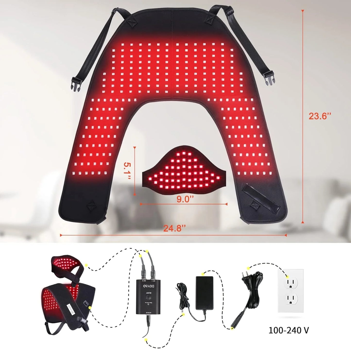 Red Light Therapy for Neck and Shoulder Pain Relief 850nm Near Infrared Therapy Set Wearable Wrap Devices for Upper Back Neck Shoulders Body Muscle Relax Home Use Treatment Pad FDA Cleared