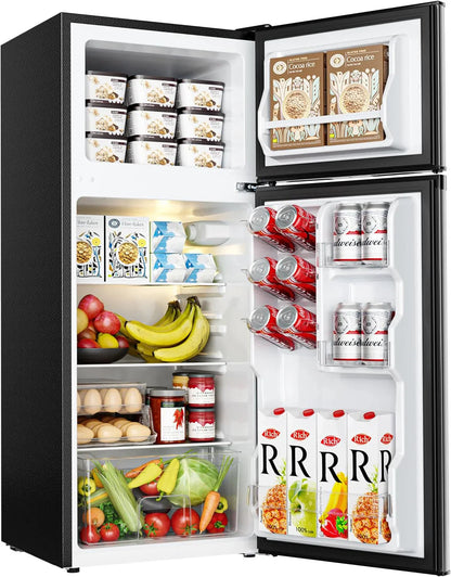 EUHOMY 3.2 Cu.Ft Mini Fridge with Freezer 2-Door Compact Refrigerator for Bedroom, Dorm, Office or Apartment, Silver
