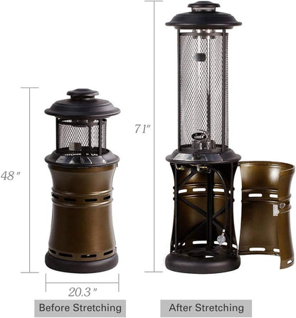 Propane Patio Heater Gas Patio Heater Floor-Standing Outdoor Heater Commercial Patio Heater Round Dancing Flame Wheels Glass Tube Suitable For Balcony Veranda BBQ Party