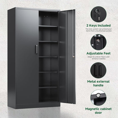 LETAYA Metal Storage Cabinets with Locking Doors - 5 Shelves