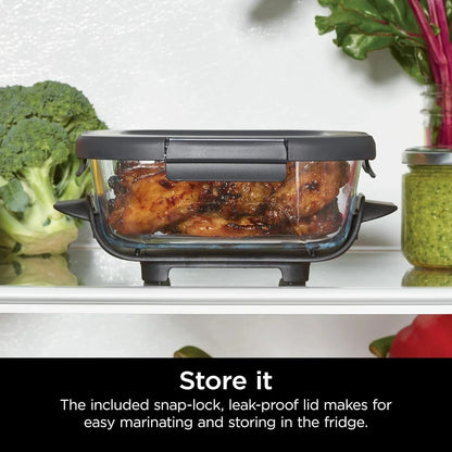 Ninja Crispi 4-in-1 Portable Glass Air Fryer Cooking System, 1500W, 4QT & 6-Cup TempWare Glass Containers with Storage Lids, Microwave, Freezer & Dishwasher Safe