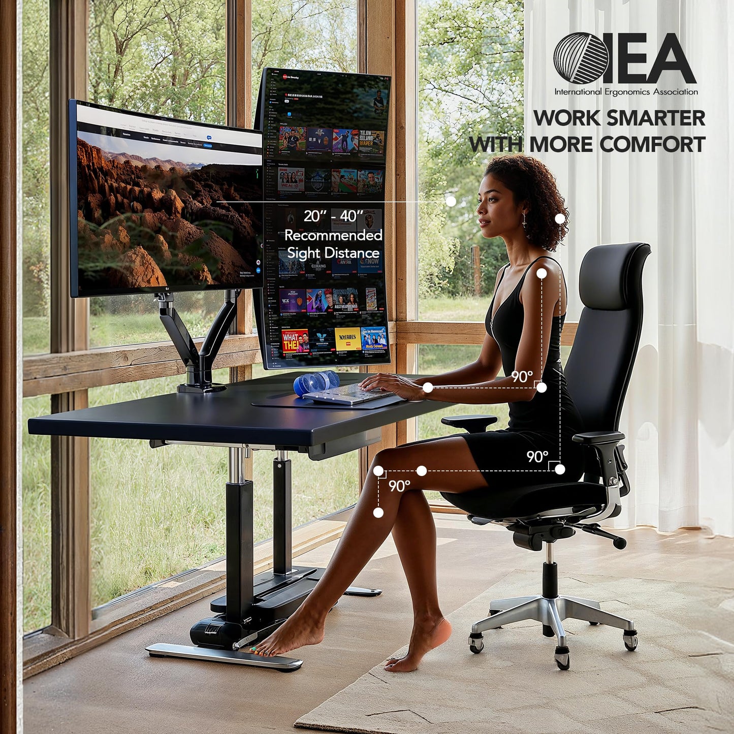 HUANUO Dual Monitor Stand with USB, Height Adjustable, VESA