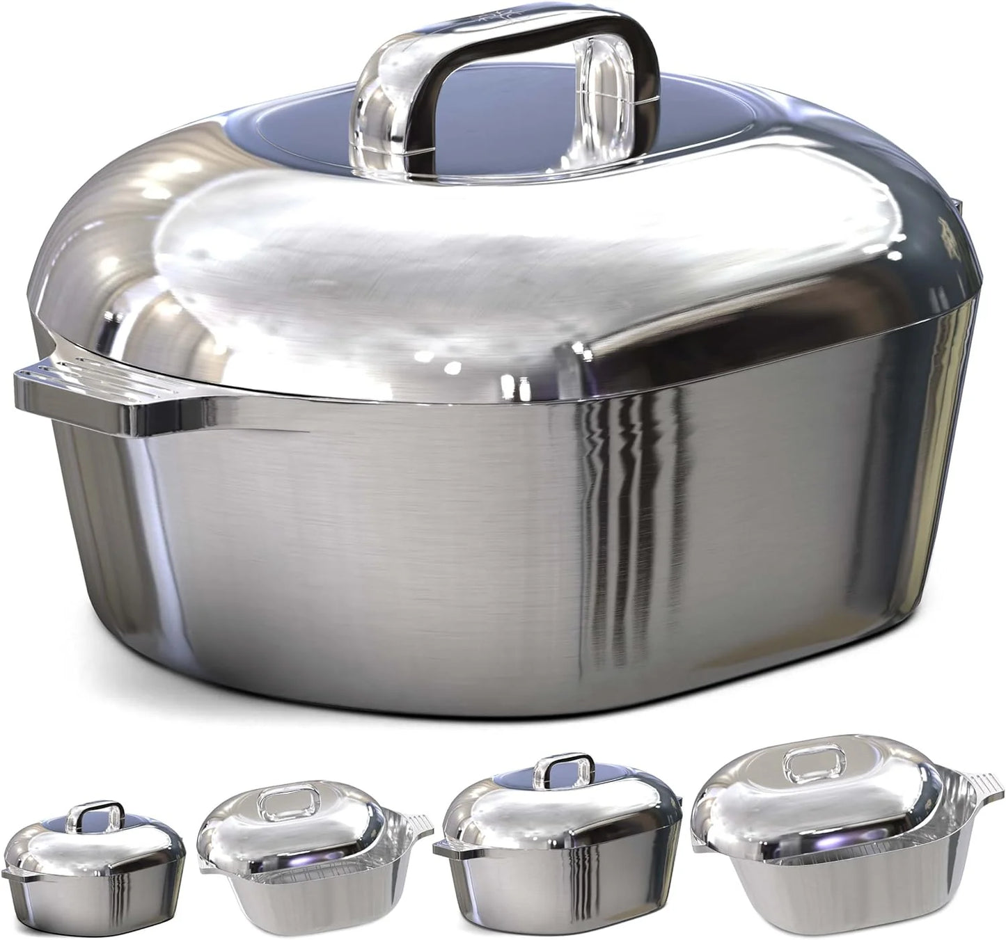 Cast Aluminum Dutch Oven - 8 Quart - Oval Dutch Oven Pot with Lid for Families and Parties - Lightweight Cajun Cookware with Ideal Heat Distribution - Oval Roaster Pan with Lid (13 Inch)