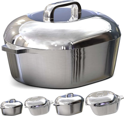 Cast Aluminum Dutch Oven - 8 Quart - Oval Dutch Oven Pot with Lid for Families and Parties - Lightweight Cajun Cookware with Ideal Heat Distribution - Oval Roaster Pan with Lid (13 Inch)