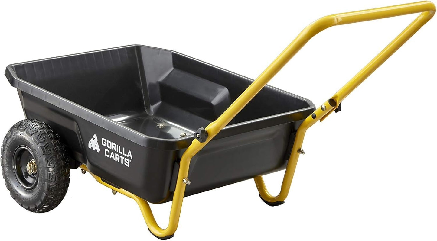 GORILLA CARTS GCR-4 Poly Dump Cart - 2-Wheel Garden Wagon