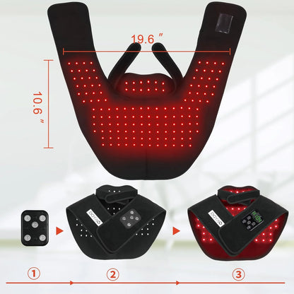 Red Light Therapy for Neck and Shoulder Pain Relief 850nm Near Infrared Therapy Set Wearable Wrap Devices for Upper Back Neck Shoulders Body Muscle Relax Home Use Treatment Pad FDA Cleared