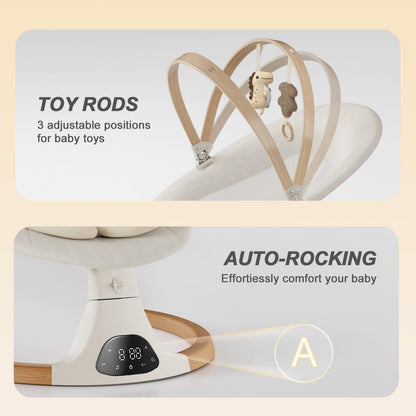 MONAMII Baby Swing with 5 Speeds & 10 Lullabies - Beige