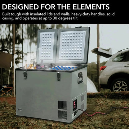 FM-65G 65 Quart Portable Refrigerator and Deep, AC 110V/ DC 12V, Real Chest Freezer for Car, Home, Camping, and RV with-8F to 50F Temperature Range, Gray, One Size