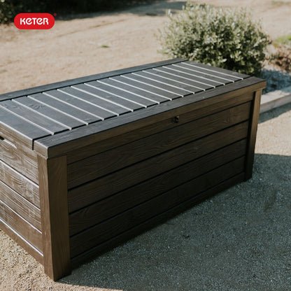 KETER Westwood 150 Gallon Deck Box and Bench Seat, Brown