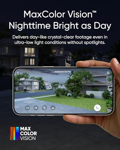eufy Security eufyCam S3 Pro 4 Cam Kit, Solar Camera Outdoor Wireless, MaxColor Night Vision, 4K Security Camera with Solar Panel, Face Recognition AI, Expandable Local Storage, No Monthly Fee : Electronics