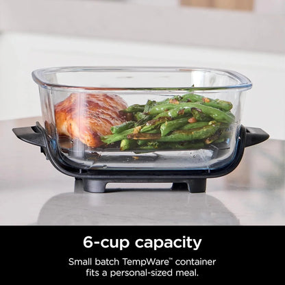 Ninja Crispi 4-in-1 Portable Glass Air Fryer Cooking System, 1500W, 4QT & 6-Cup TempWare Glass Containers with Storage Lids, Microwave, Freezer & Dishwasher Safe