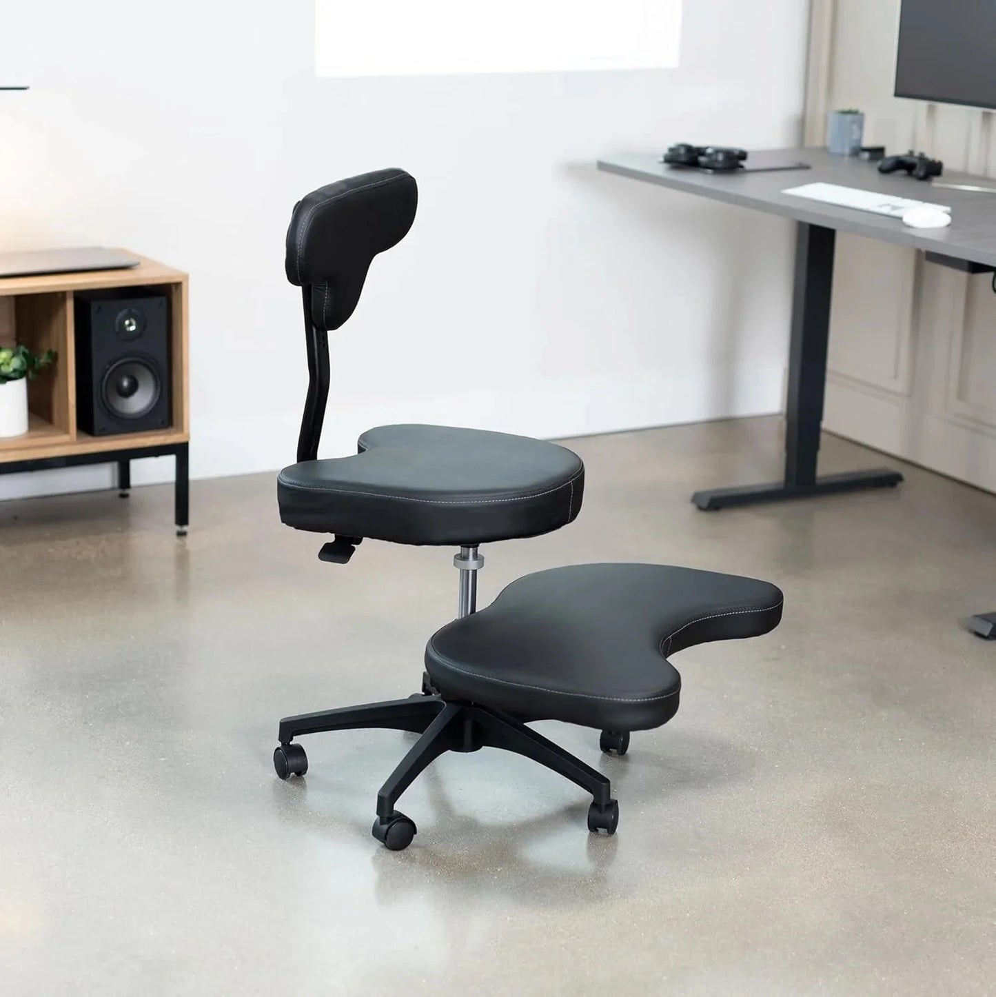 VIVO Cross-Legged Office Chair – Adjustable Height Floor Chair with Back Support for Yoga, Meditation, and ADHD (Black, CHAIR-CL02B-R)