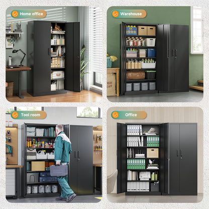 LETAYA Metal Garage Storage Cabinets with Lock - 72" Tool Organizer
