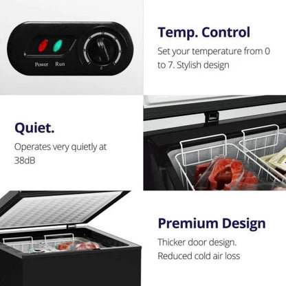 Northair Chest Freezer C 3.5 Cu Ft with 2 Removable Baskets C Reach In Freezer Chest C Quiet Compact Freezer C 7 Temperature Settings C Black