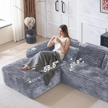 Cloud Sectional Couch with L-Shape Chaise, Modern Modular Sofa with Deep Seat, Built-in Cup Holder & Storage Pocket for Living Room Bedroom, No Assembly Required (Dark Gray, Left Sitting Chaise)