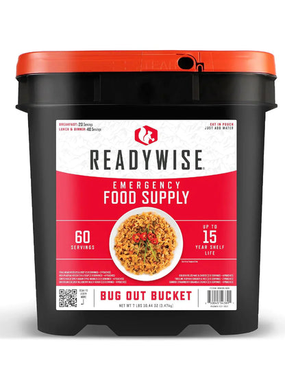 READYWISE - Chicken, Beef, Pork & Rice Emergency Food Supply Bucket, Premade, Freeze-Dried Survival Meals, 25-Year Shelf Life, Camping & Hiking Essentials, Long Term Meal & Food Supplies, 48 Meat & 40 Rice Servings