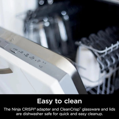 Ninja Crispi 4-in-1 Portable Glass Air Fryer Cooking System, 1500W, 4QT & 6-Cup TempWare Glass Containers with Storage Lids, Microwave, Freezer & Dishwasher Safe