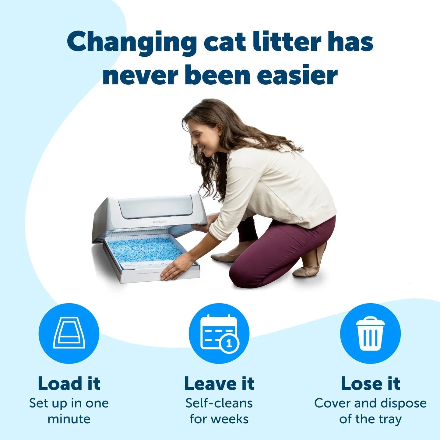 PetSafe ScoopFree Complete Replacement Blue Crystal Litter Tray 6-Pack Easy Cleanup with Disposable Tray Includes Leak Protection and Low Tracking Litter