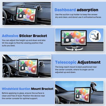 HAUXIY 9" Wireless Apple Carplay Screen with 4K Dash Cam