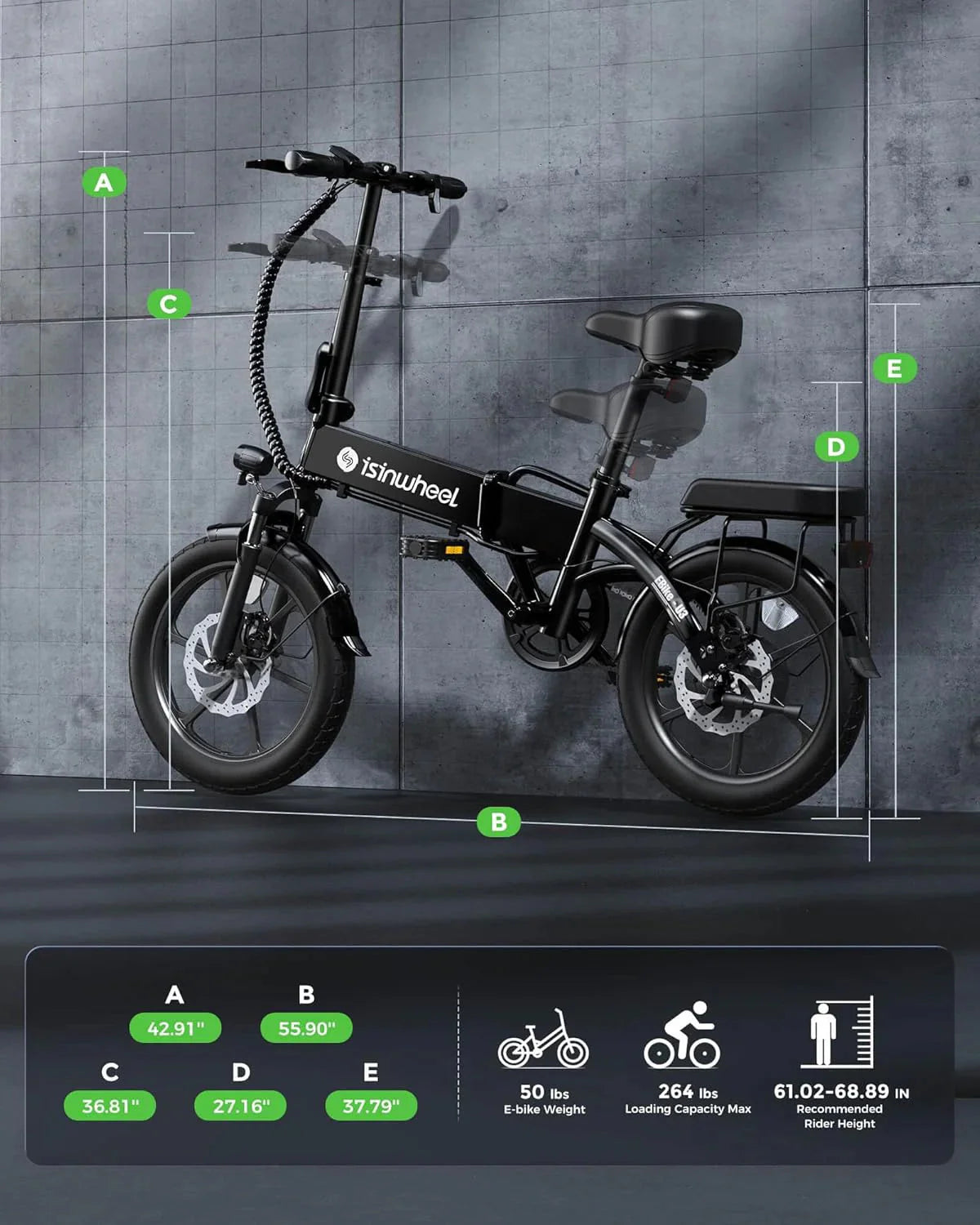 Electric Bike for Adults 500W Motor, 20 mph Folding Ebike, 14"/16"/20" Adults Electric Bicycles with Smart Uphill, 280.8Wh Battery, 25 Miles PAS Range, Mini E Bikes for Adults and Teens-isinwheel