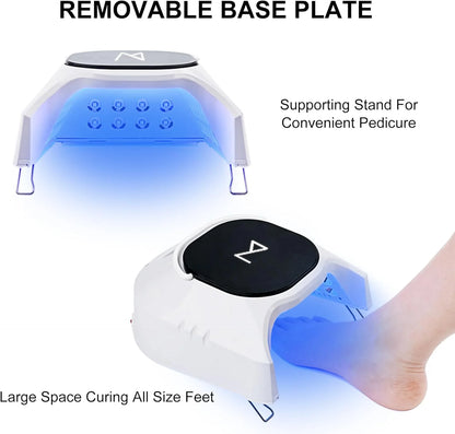 Professional Hybrid 86W Wireless Rechargeable UV LED Nail Curing Lamp Cordless Nail Dryer for Gel Nails, Manicure, Pedicure (Black)