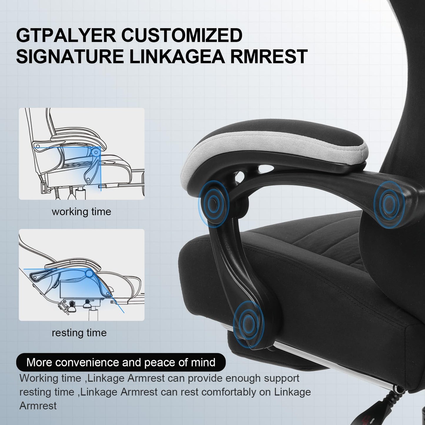 GTPLAYER Gaming Chair with Lumbar Support and Footrest