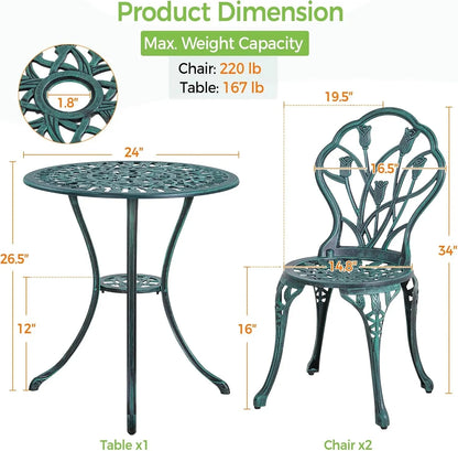 Patio Bistro Sets 3 Piece Cast Aluminum Bistro Table