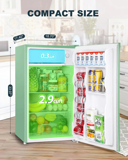 Upstreman 3.2 Cu.Ft Mini Fridge with Freezer Single Door Compact Refrigerator for Dorm, Bedroom, or Office Adjustable Thermostat, Black (BR321)