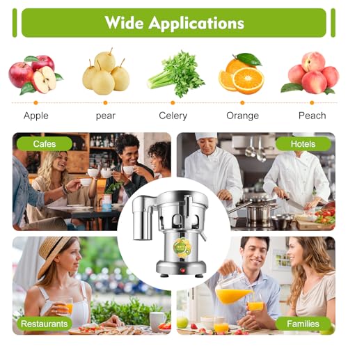 Commercial Juice Extractor, 370W 110V Electric Stainless Steel Juicer for Fruit Vegetable Heavy Duty Centrifugal Juicer Machine Juice & Residue Separated Low Noise: Home & Kitchen