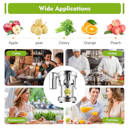 Commercial Juice Extractor, 370W 110V Electric Stainless Steel Juicer for Fruit Vegetable Heavy Duty Centrifugal Juicer Machine Juice & Residue Separated Low Noise: Home & Kitchen