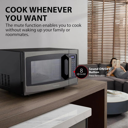 TOSHIBA 4-in-1 ML-EC42P(SS) Countertop Microwave Oven, Smart Sensor, Convection, Air Fryer Combo, Mute Function, Position Memory 13.6" Turntable, 1.5 Cu Ft, 1000W, Silver