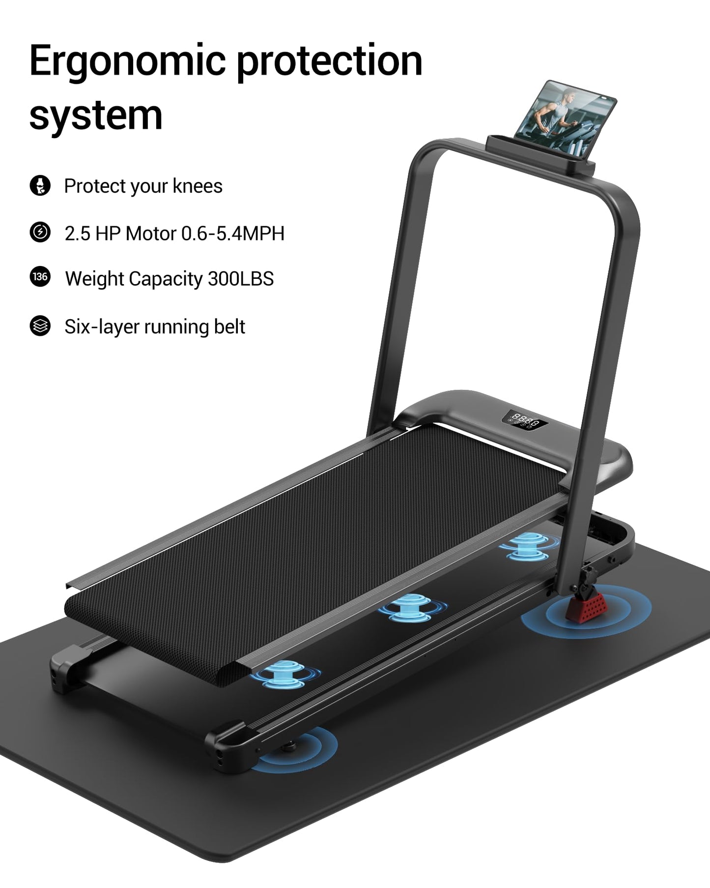 LONTEK 3-in-1 Foldable Treadmill for Home & Office Use