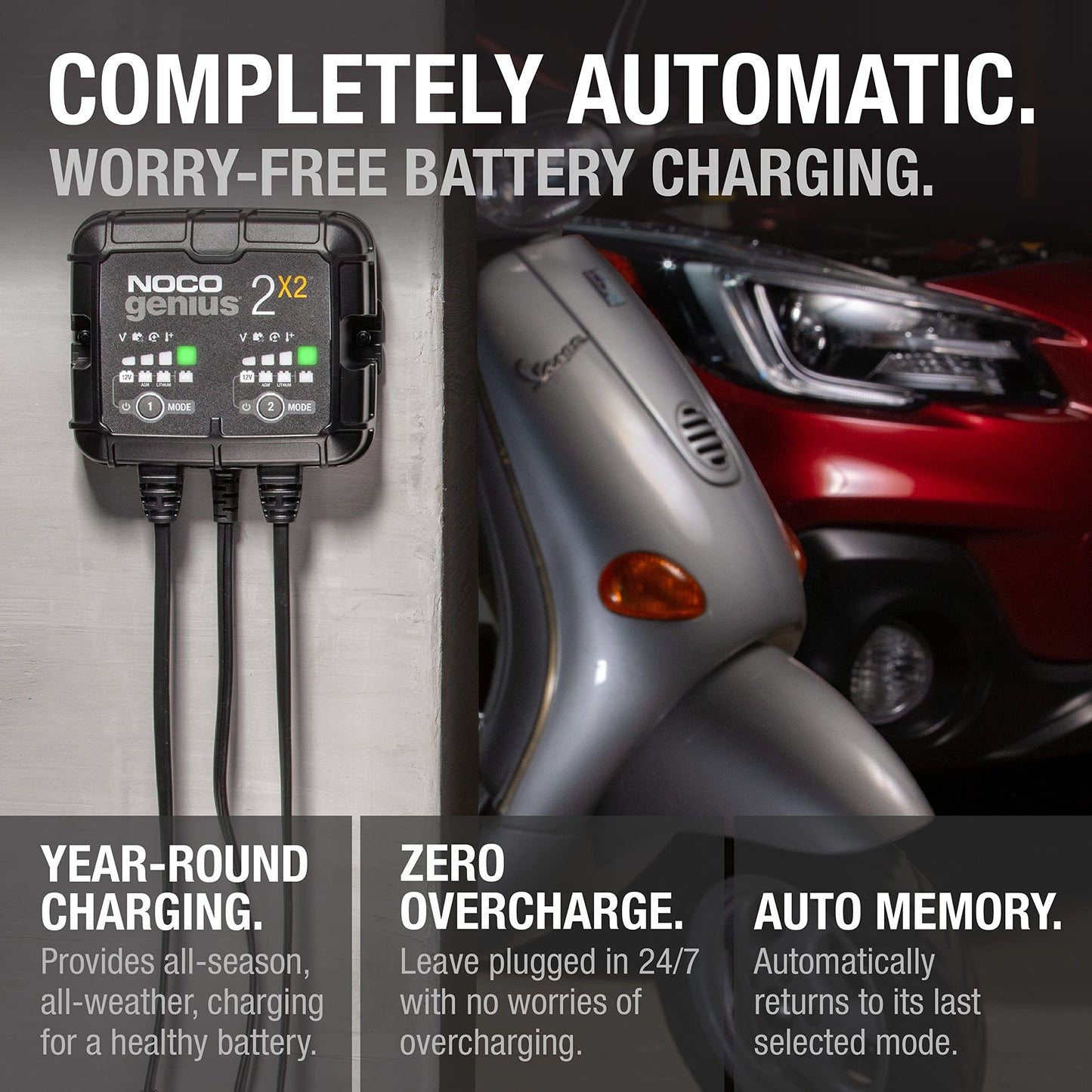 NOCO GENIUS2X2 Smart Battery Charger 6V/12V 2A/Bank