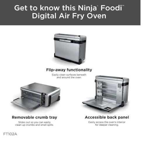 Ninja Foodi 9 in 1 Digital Air Fry Oven, Convection Oven, Toaster, Air Fryer with Flip Away Storage, Air Roast, Bake, Broil, Dehydrate, Reheat, Stainless Steel (102A) : Home & Kitchen